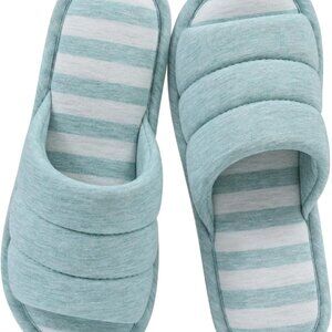 Open Toe Cotton Slippers Women Men Memory Foam Slip On Indoor Outdoor Shoes
